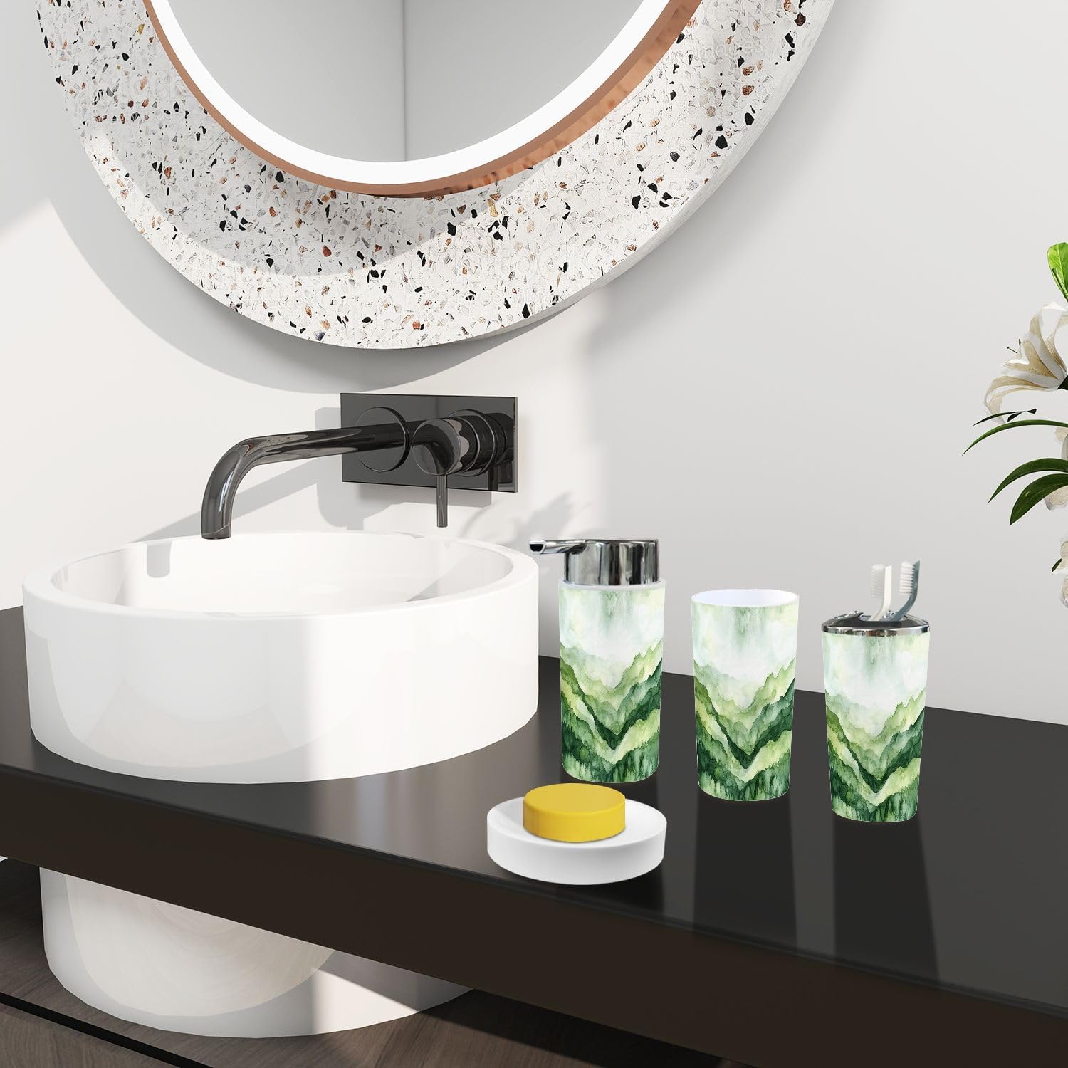 Boho Bathroom Accessory Set 6 Piece Modern Design 1