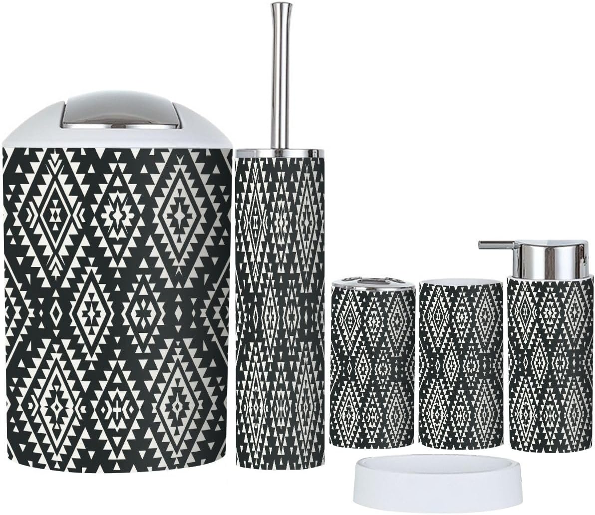 Bathroom Accessory Set 6 Piece Boho Design