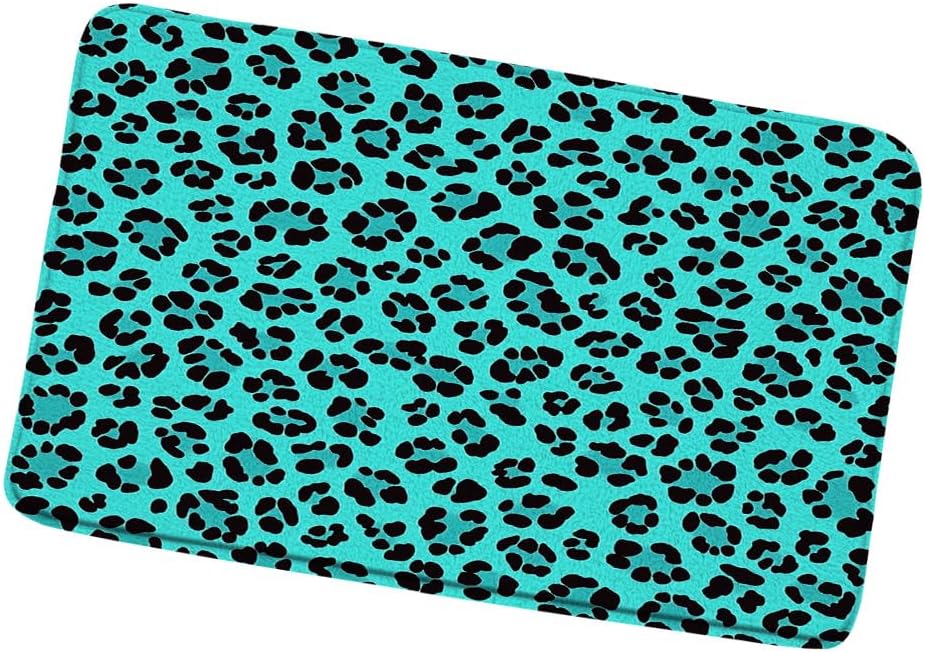 Teal Leopard Print Bath Mat 178x295 Inch 1