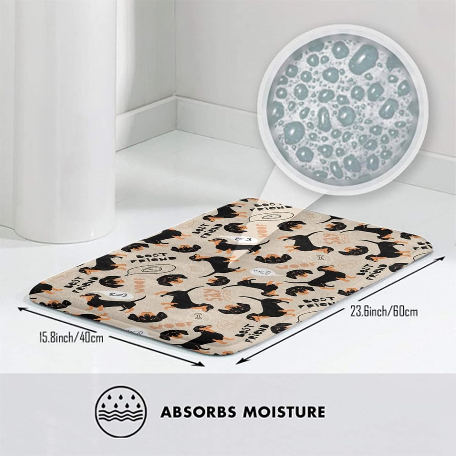 MZERSE Machine Washable Bath Mat with Memory Foam
