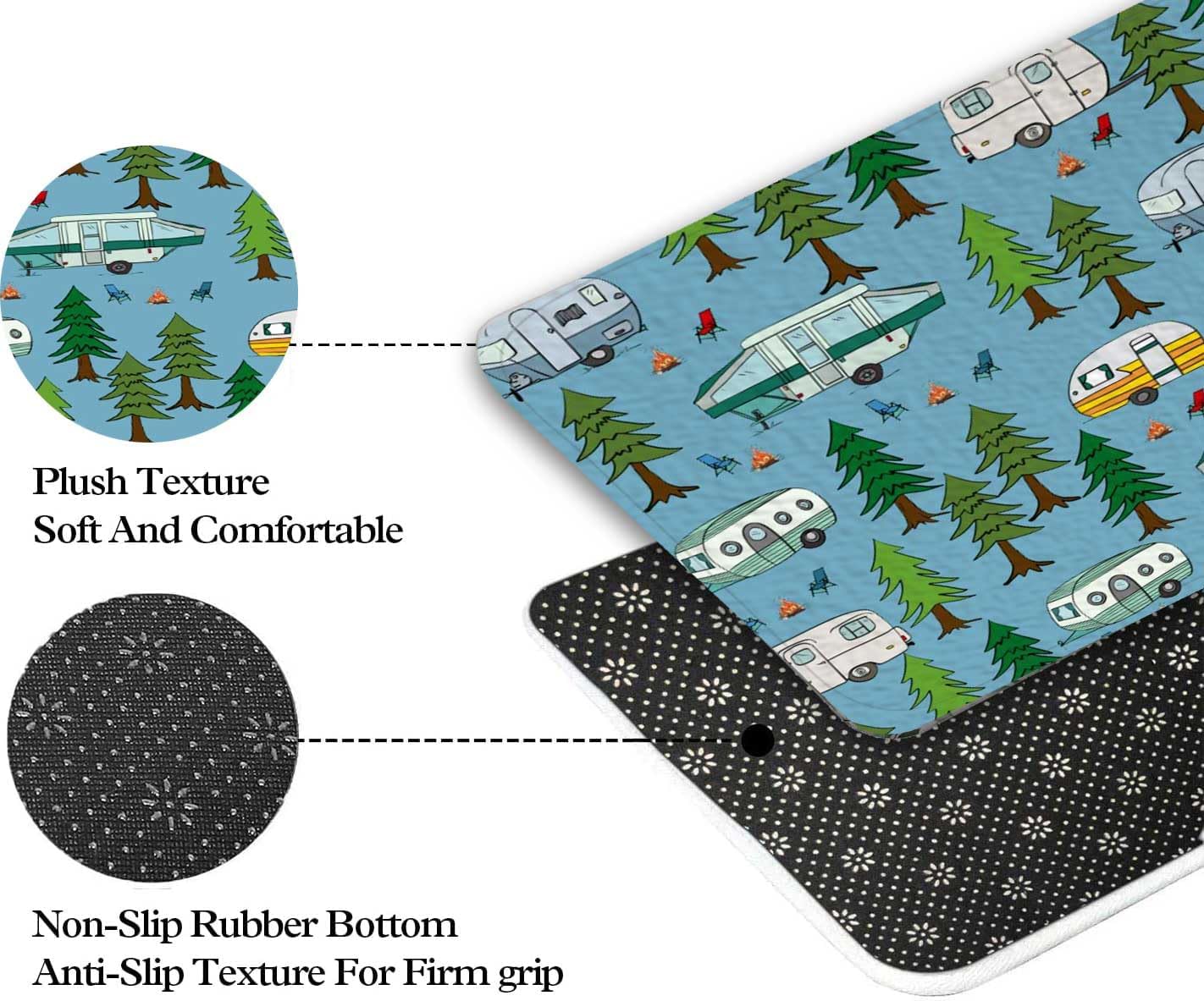 JAWO Camper Bath Mat 16X24 Non-Slip Microfiber