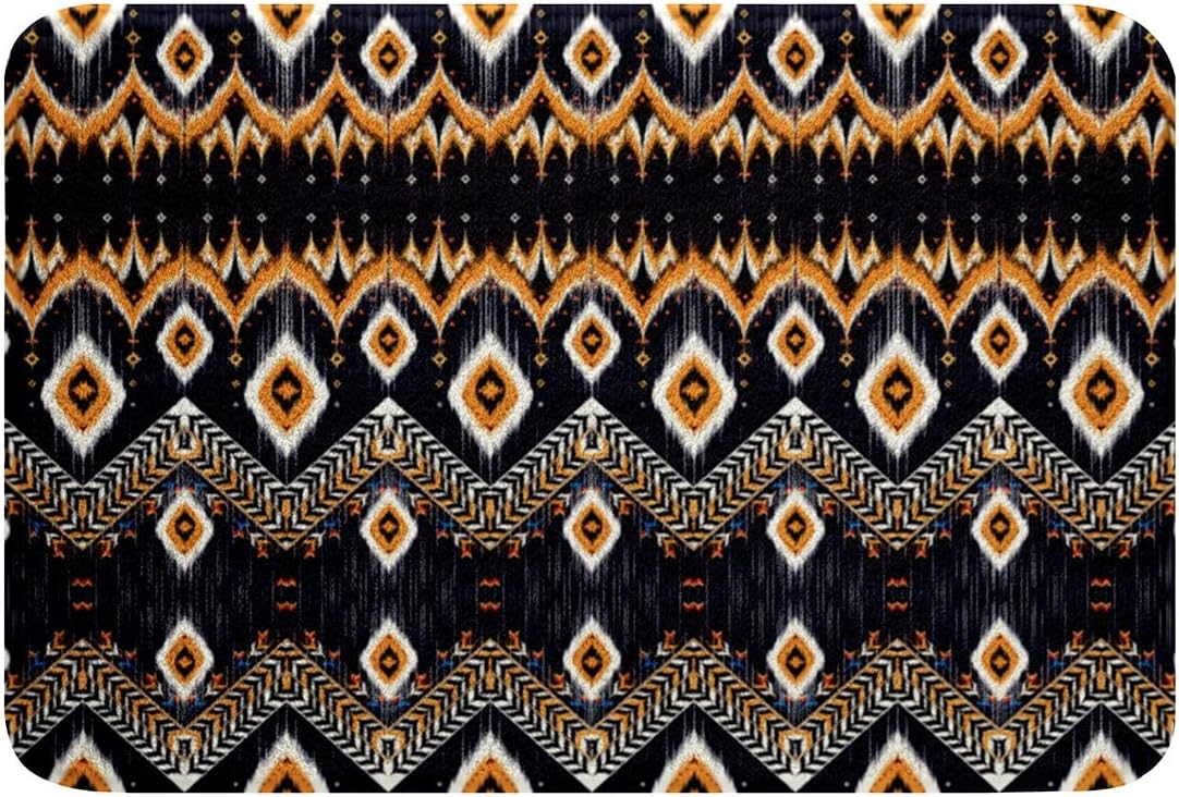 Bohemian Bath Rug with Non-Slip Design 24x16IN