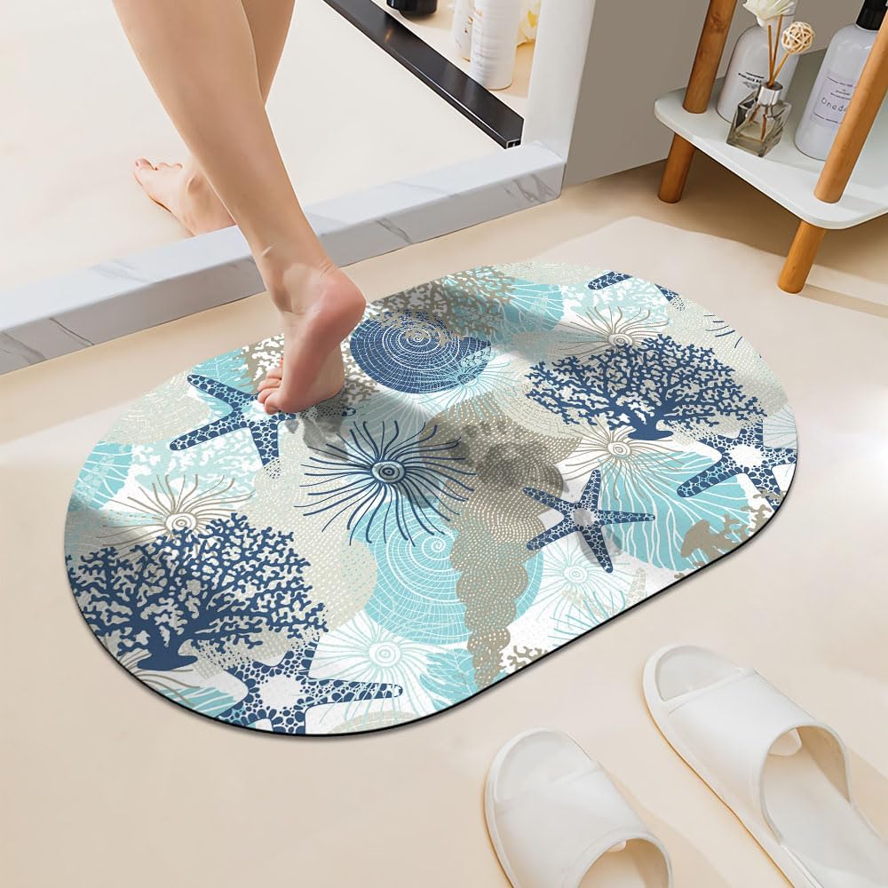 ZHUZHISHAN Quick Drying Bathroom Mat with Non-Slip Rubber Bottom