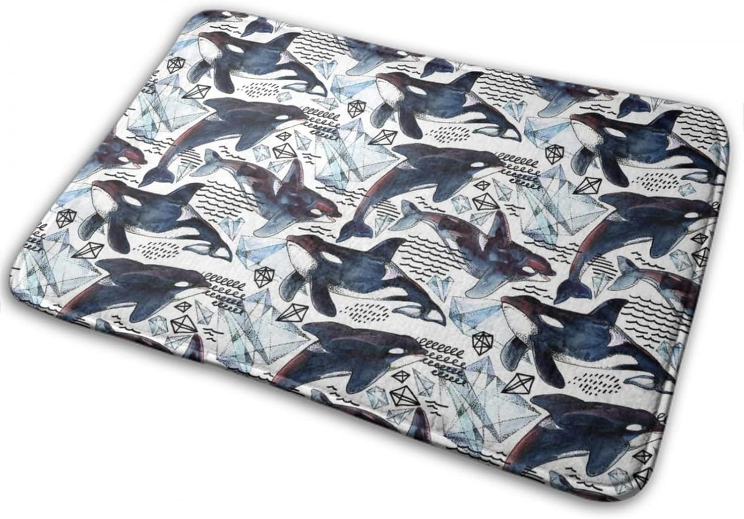 MZERSE Water Absorbent Memory Foam Bath Rug with Whale Design