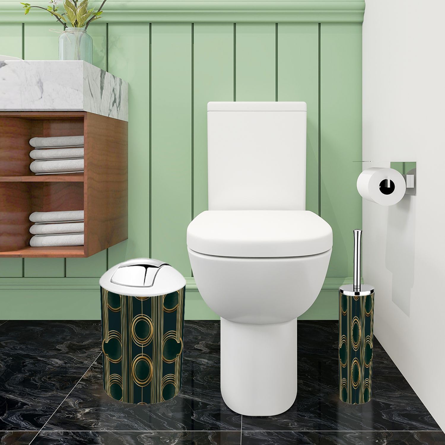 TRANQDEHOM 6-Piece Boho Bathroom Accessory Set 1