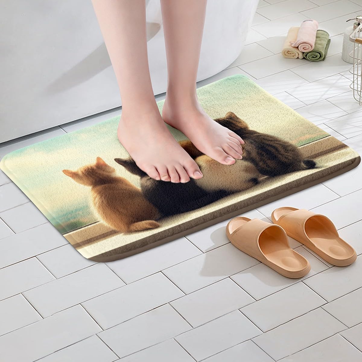Feelyou Cat Bath Mat Non-Slip 16x24 Inch