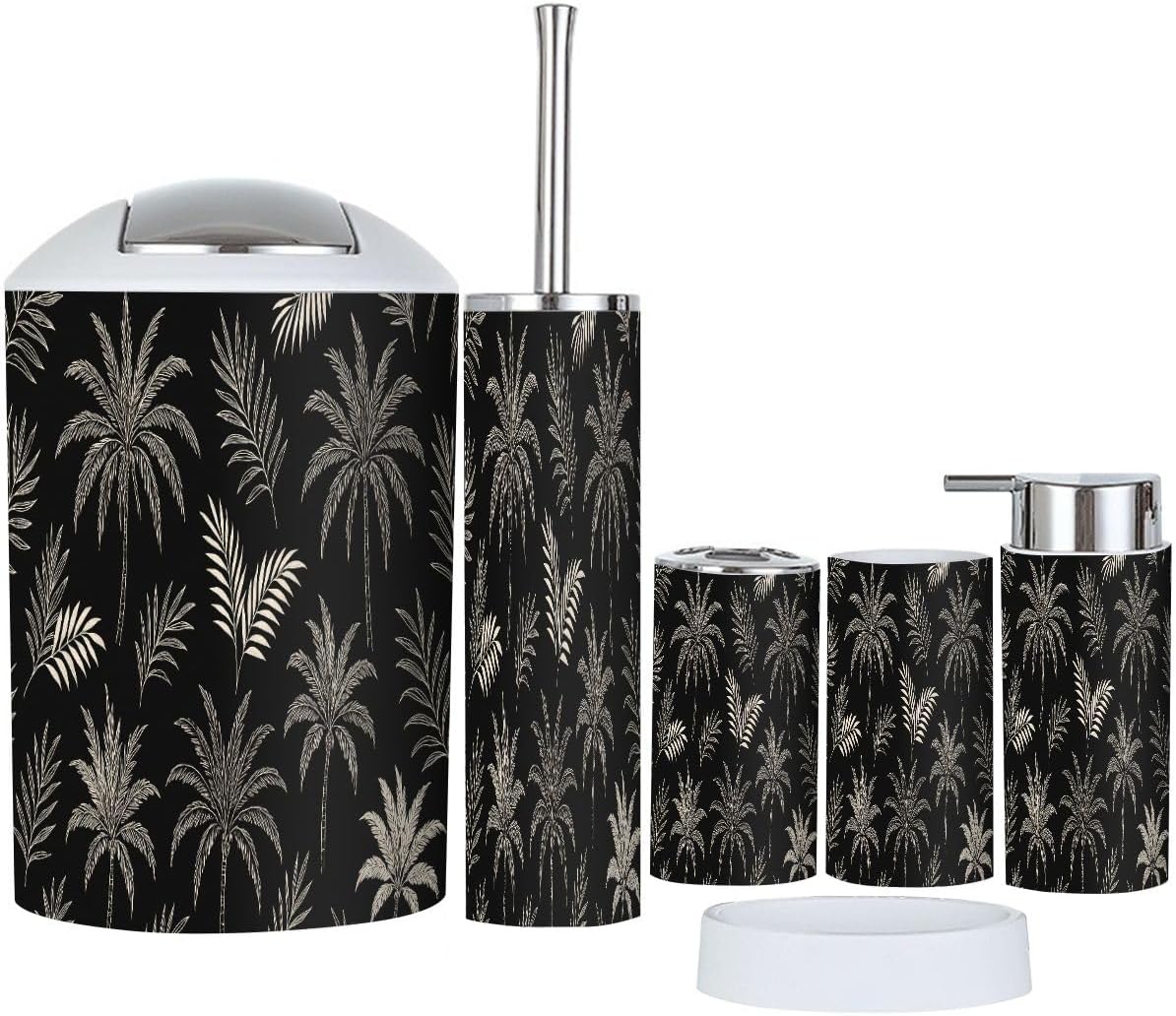 Boho Dark Tropical Bathroom Accessory Set 6 Piece 1