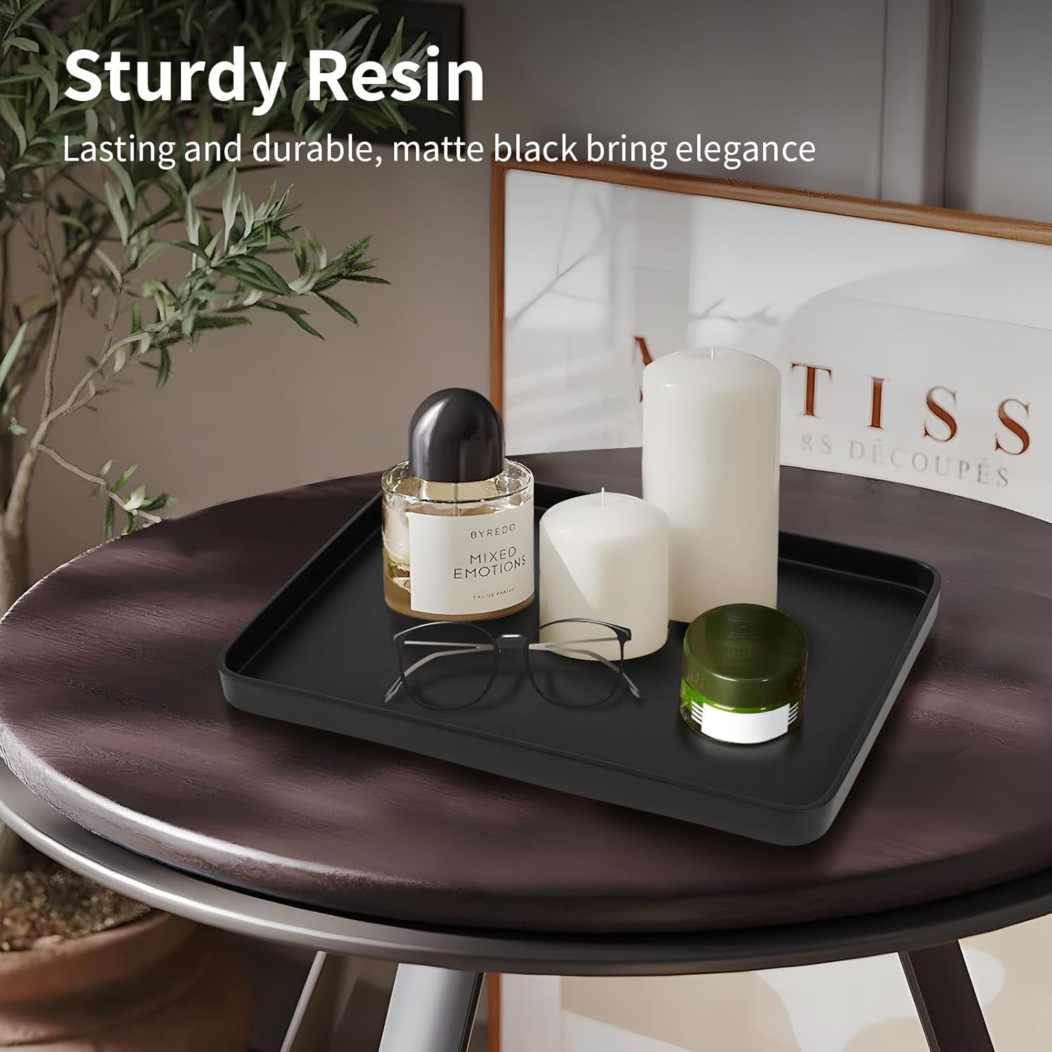 SZYRL Black Resin Bathroom Vanity Tray 1004 x 559 x 098 Inches