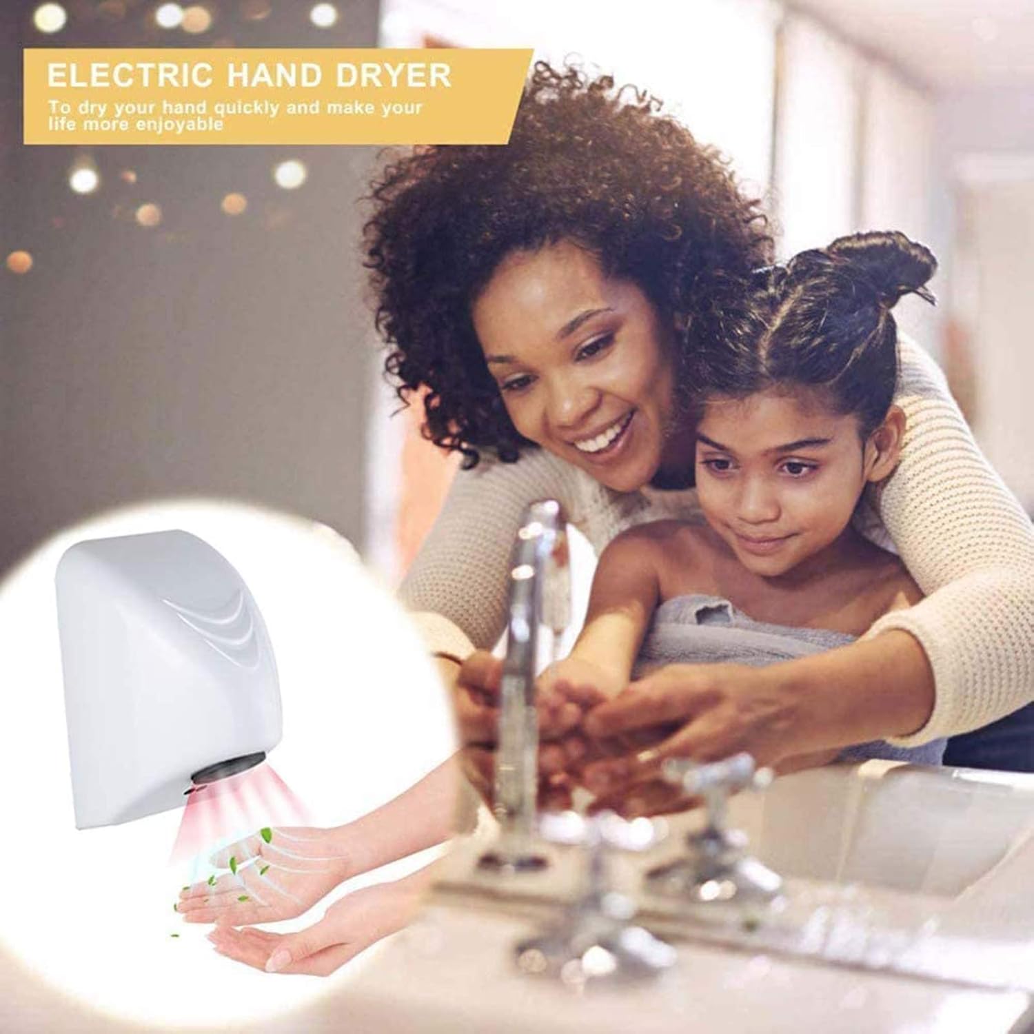 Commercial Touchless Hand Dryer 1250W White ABS Eco-Friendly