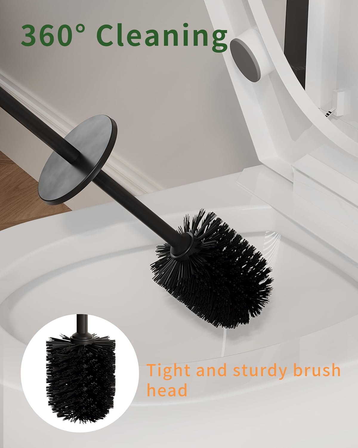 WZKALY Toilet Brush and Holder Set Matte Black