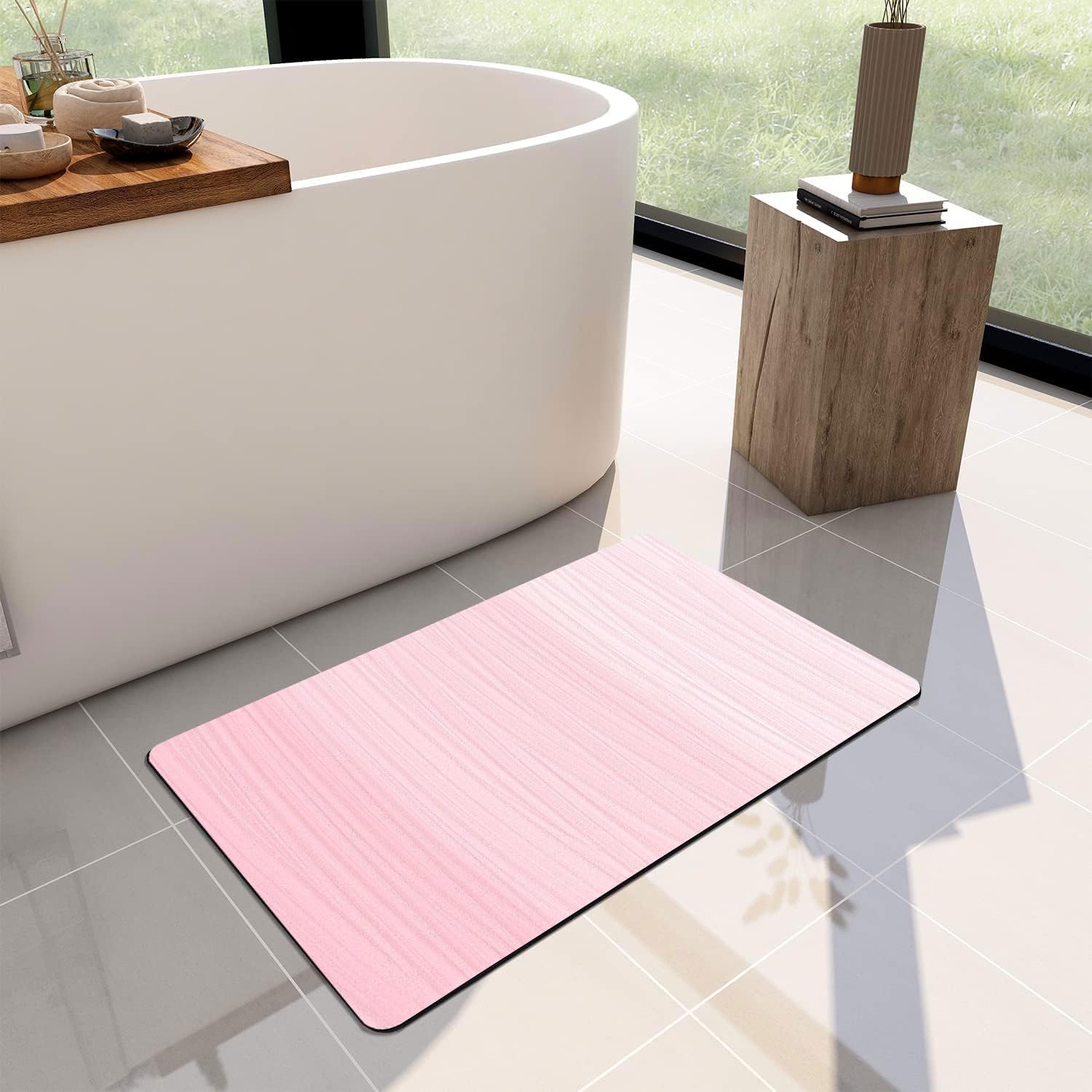 Ineffablex Cute Pink Gradient Bath Mat Quick Dry