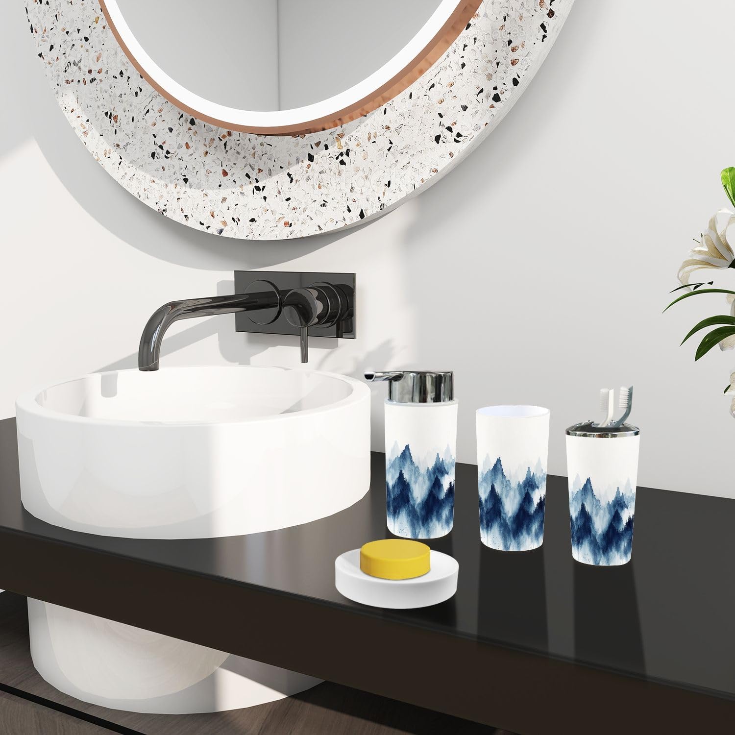 TRANQDEHOM 6-Piece Boho Chinese Style Bathroom Accessory Set