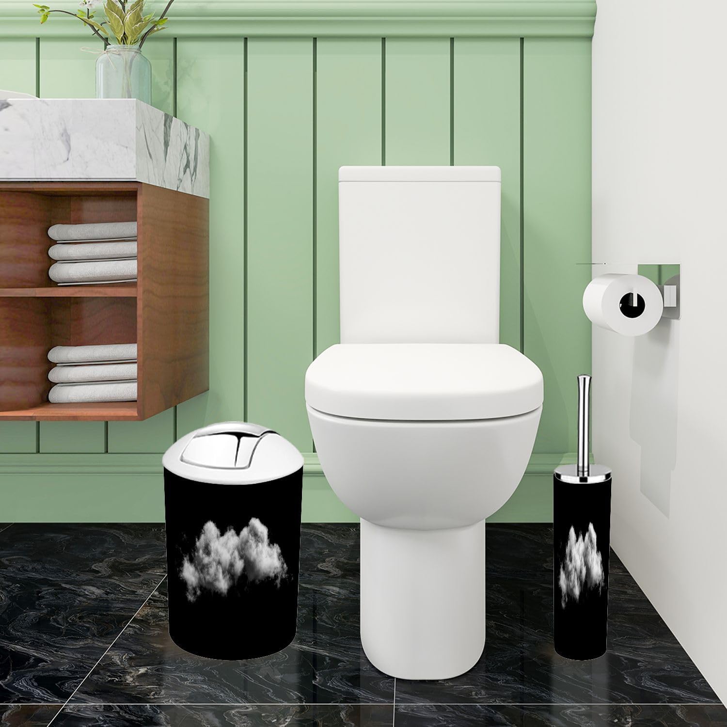 Boho Cloud Black Bathroom Accessory Set 6 Piece