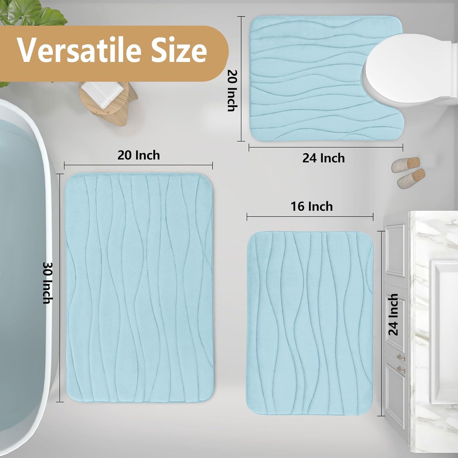 Buganda Memory Foam Sky Blue Bath Rug 36x24 1