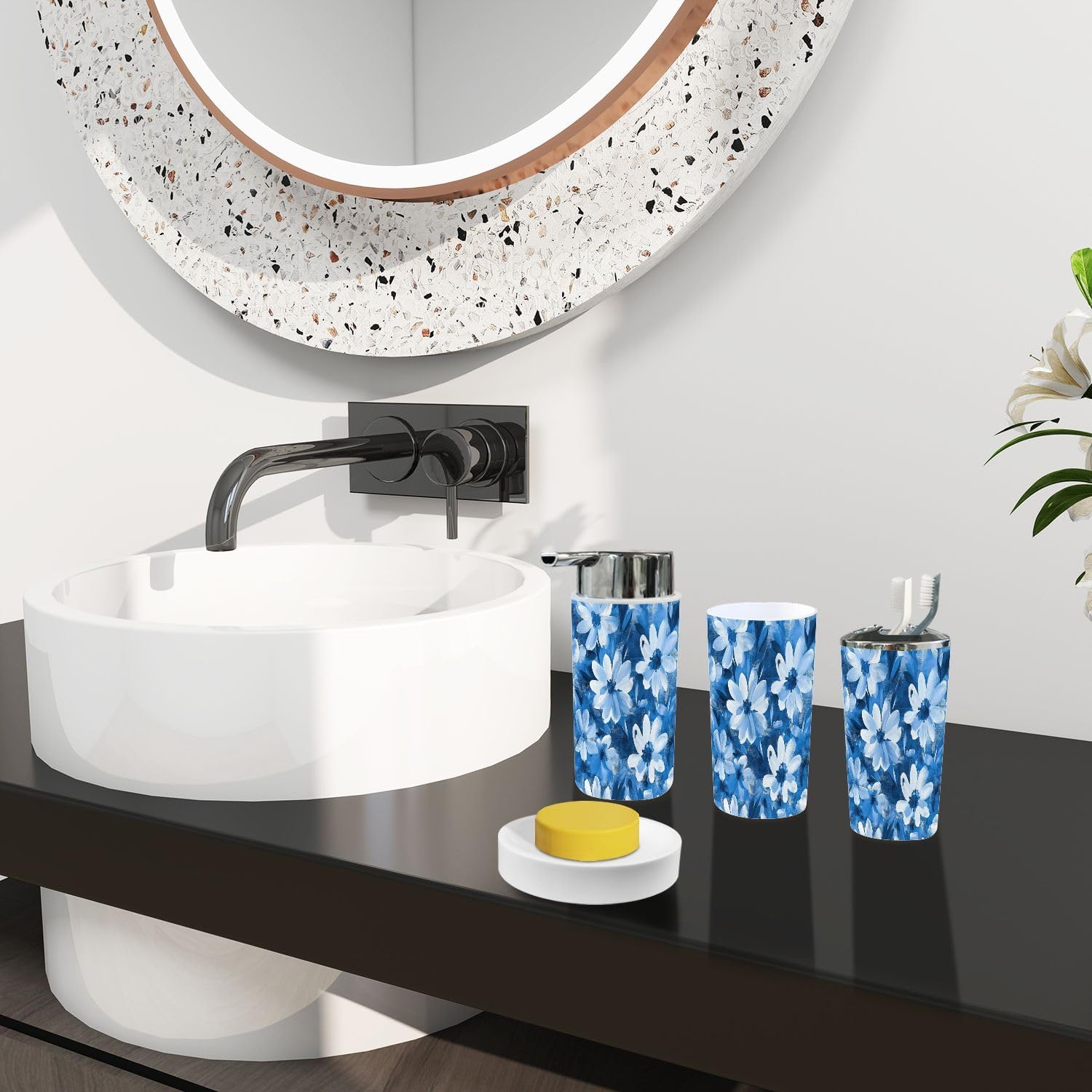 Boho Style Bathroom Accessory Set 6 Pieces
