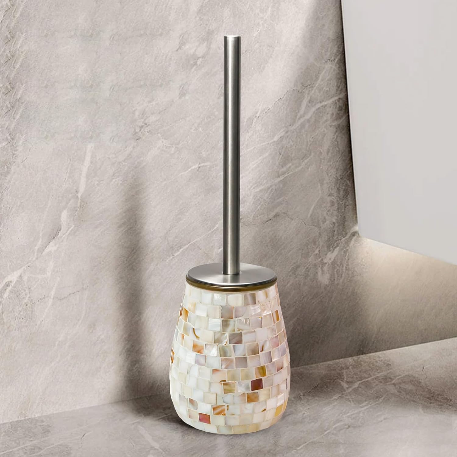 WDHODEC Natural Shell Toilet Brush and Holder Set