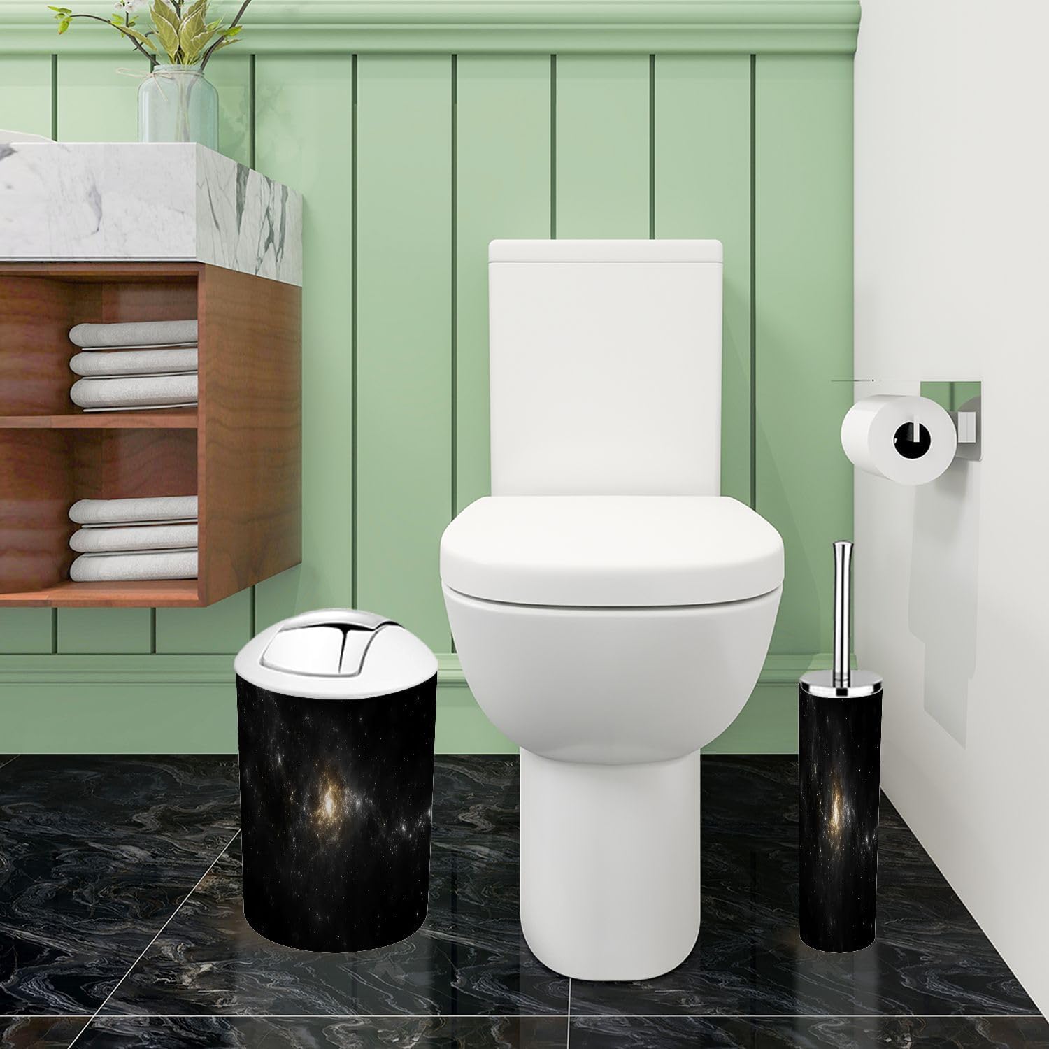 Boho Abstract Fractal Bathroom Accessory Set 6 Piece 1