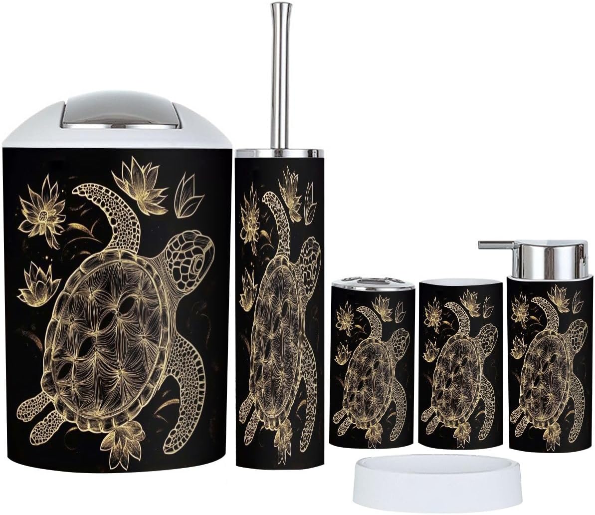 Boho Gold Bathroom Accessory Set 6 Piece 1