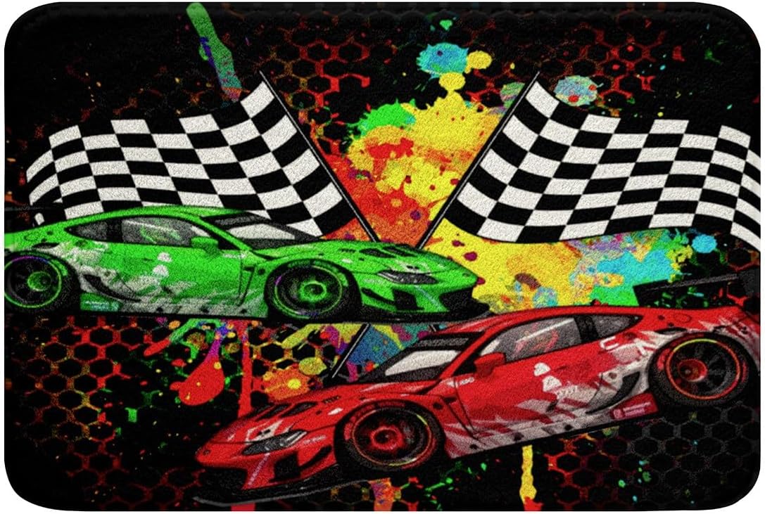 Feelyou Race Car Fleece Bath Rug 16x24 Inch