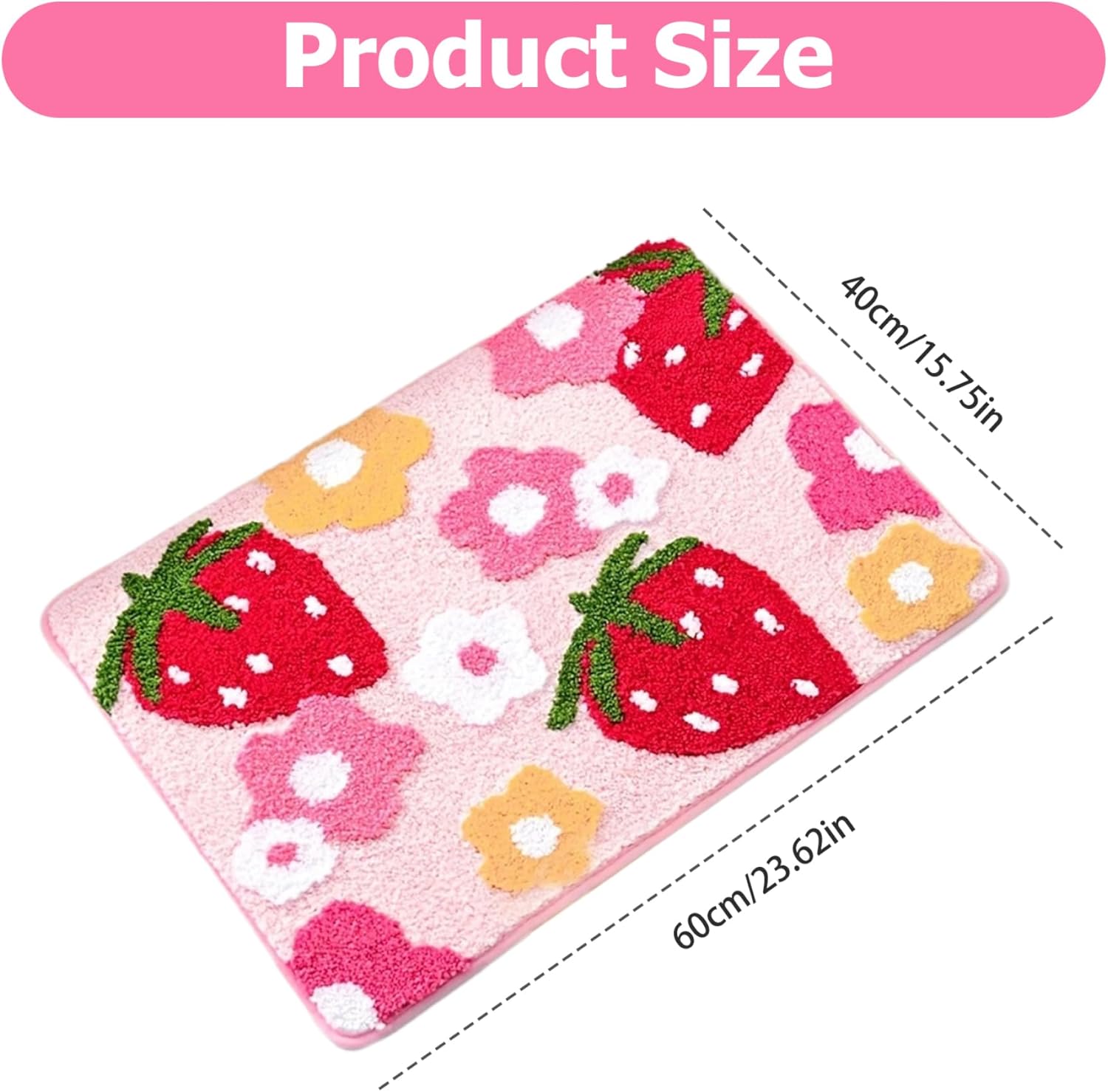 Eioflia 16x24 Non-Slip Strawberry Bath Mat