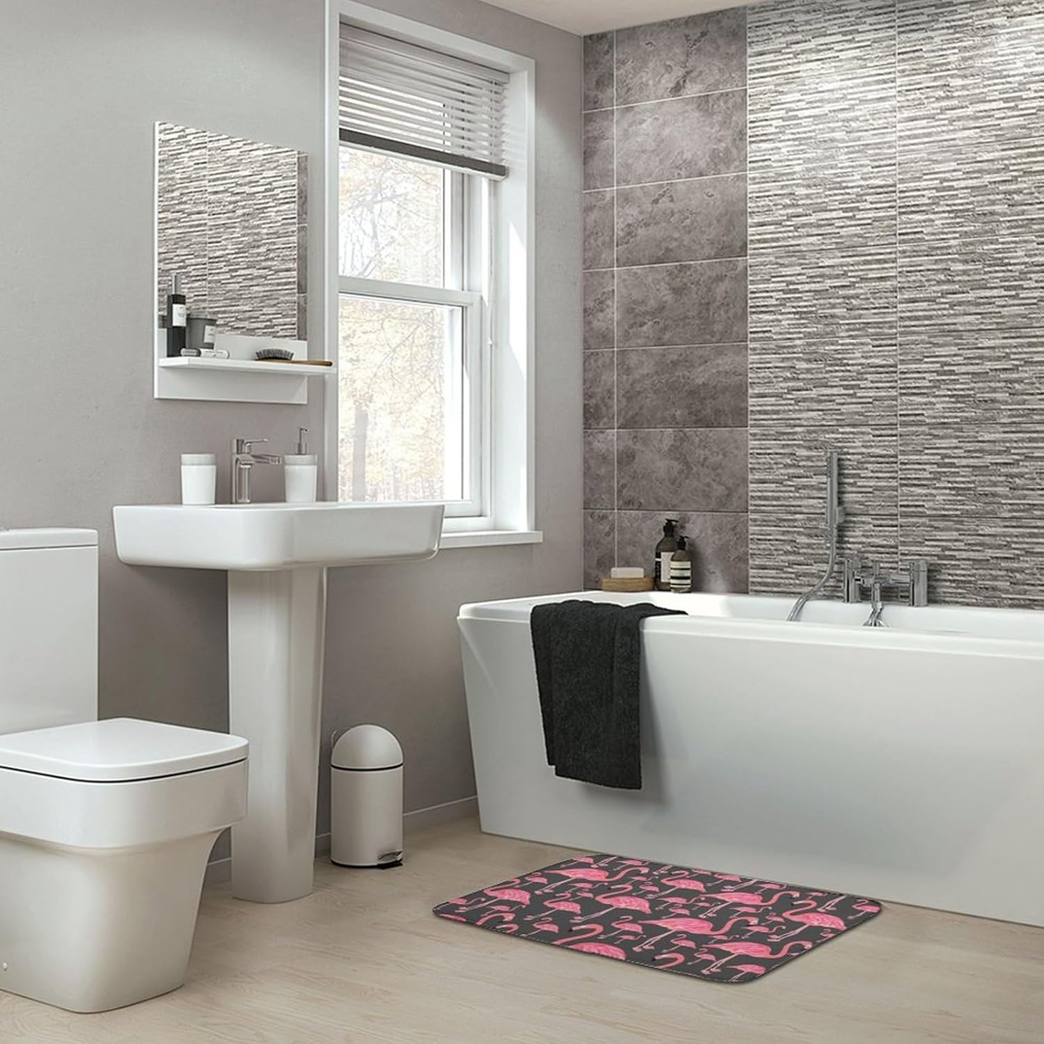 MZERSE Unique Bathroom Rug with Non-Slip Design