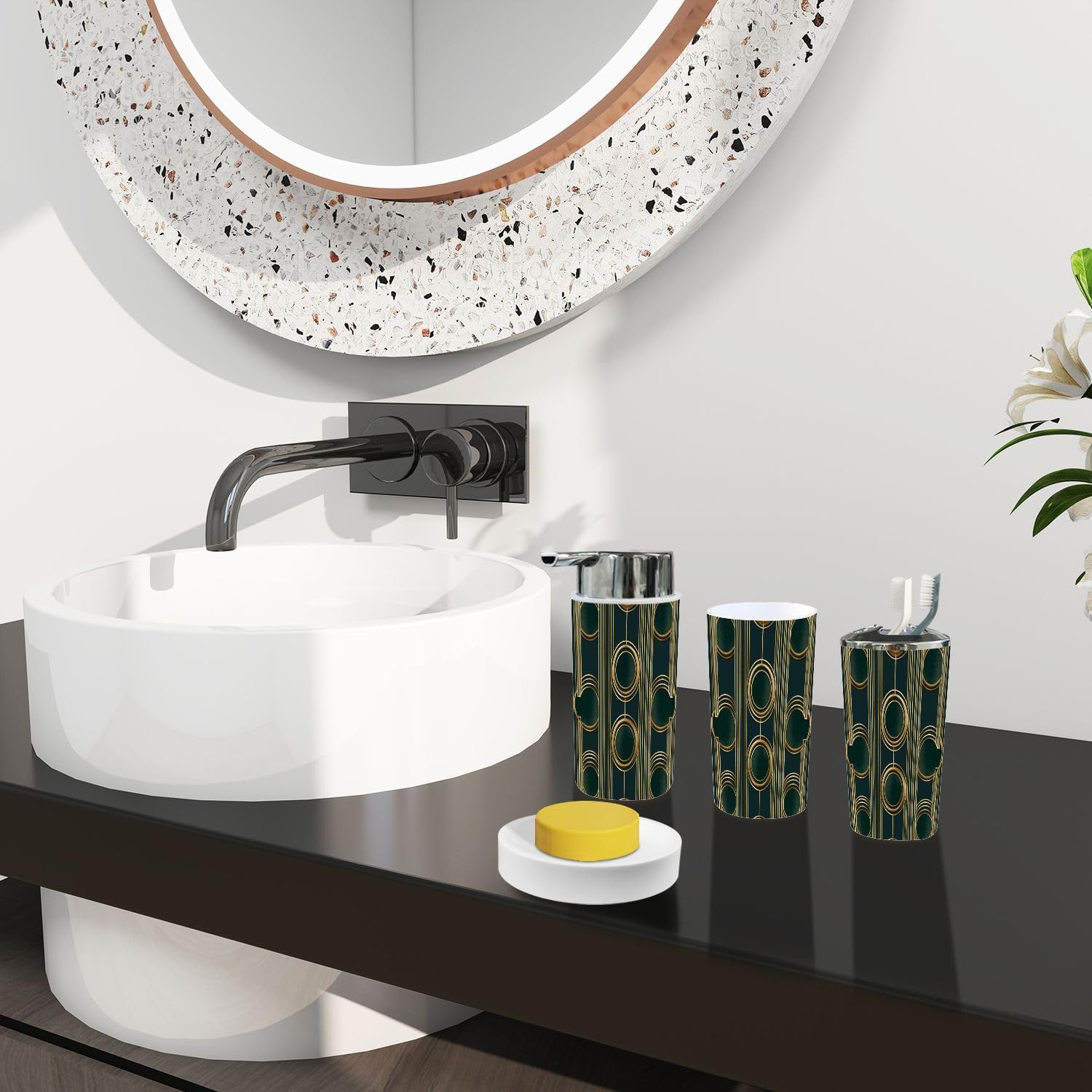 TRANQDEHOM 6-Piece Boho Bathroom Accessory Set 1