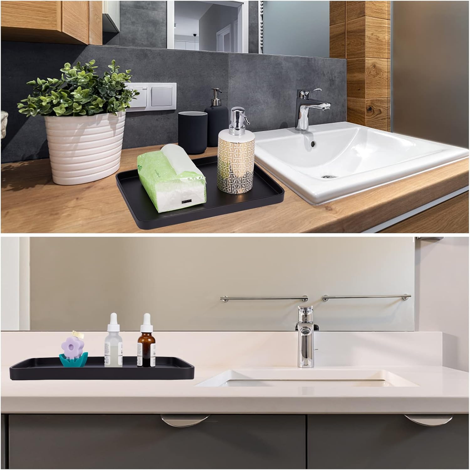SZYRL Black Resin Bathroom Vanity Tray 1004 x 559 x 098 Inches