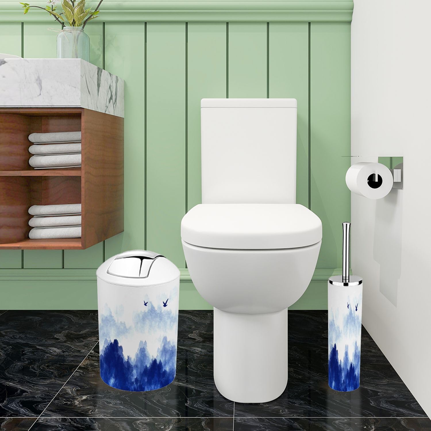 Boho Flock Birds Bathroom Accessory Set 6 Piece