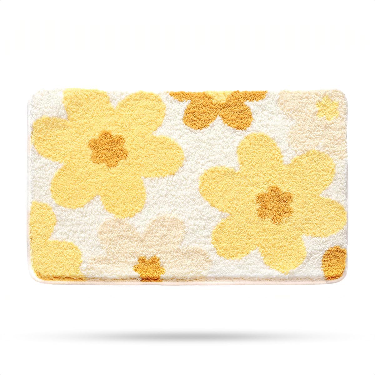 Molesun Floral Bath Mat - Non-Slip Microfiber 16x24 Yellow