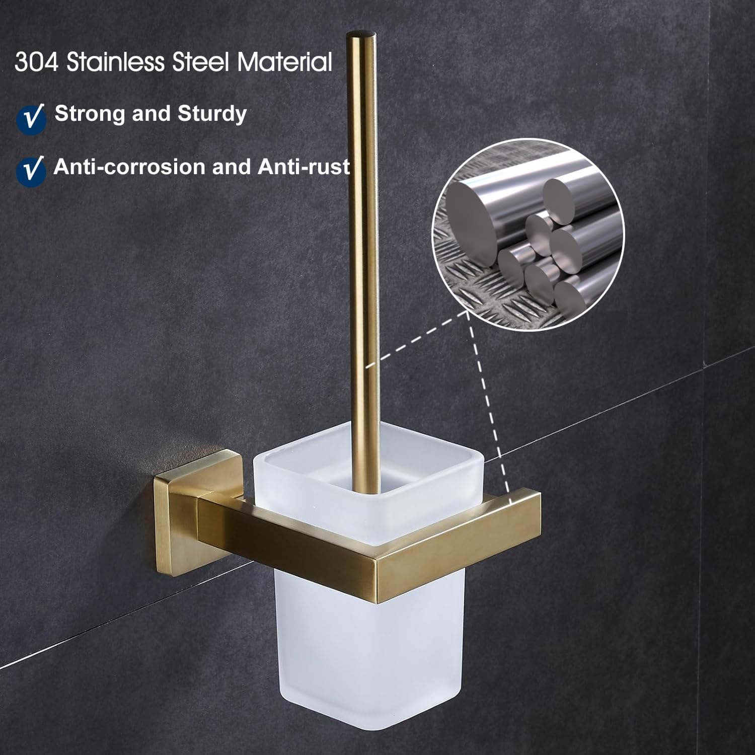 Gudetap Toilet Brush Holder Set with Brush Brushed Gold GT21109BG