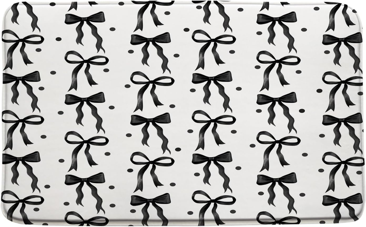 Cute Bow Bath Mat 18x30 Inch Modern Design