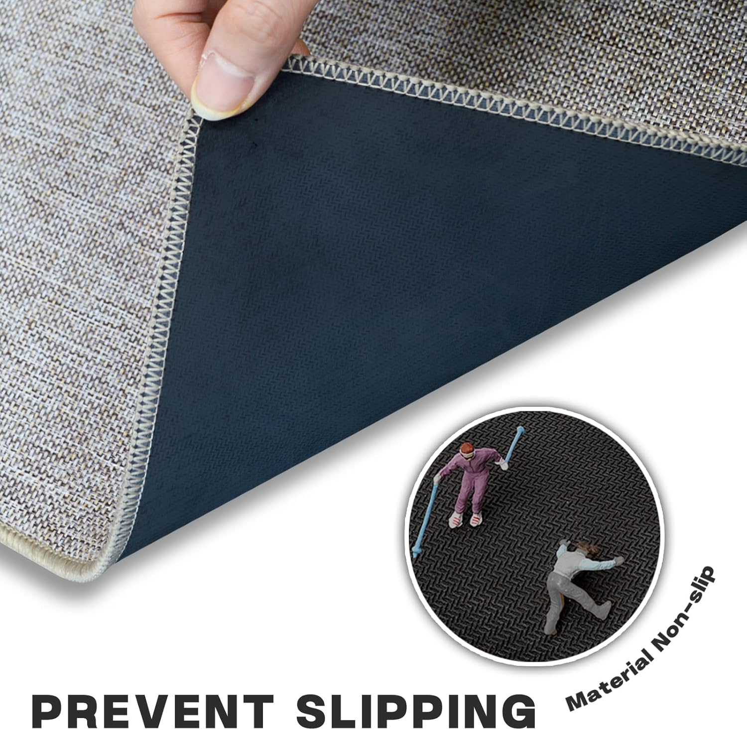 Yancorp Thin Non-Slip Bathroom Rugs 16x28 Inch Khaki