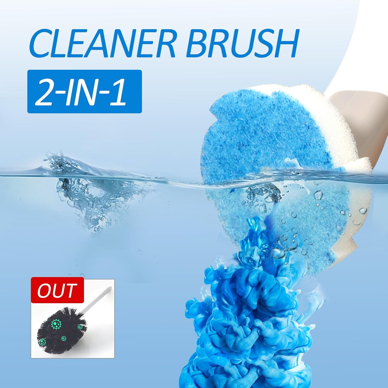 Disposable Toilet Brush Refills 32 Pcs - Compact Blue Scrubber Heads