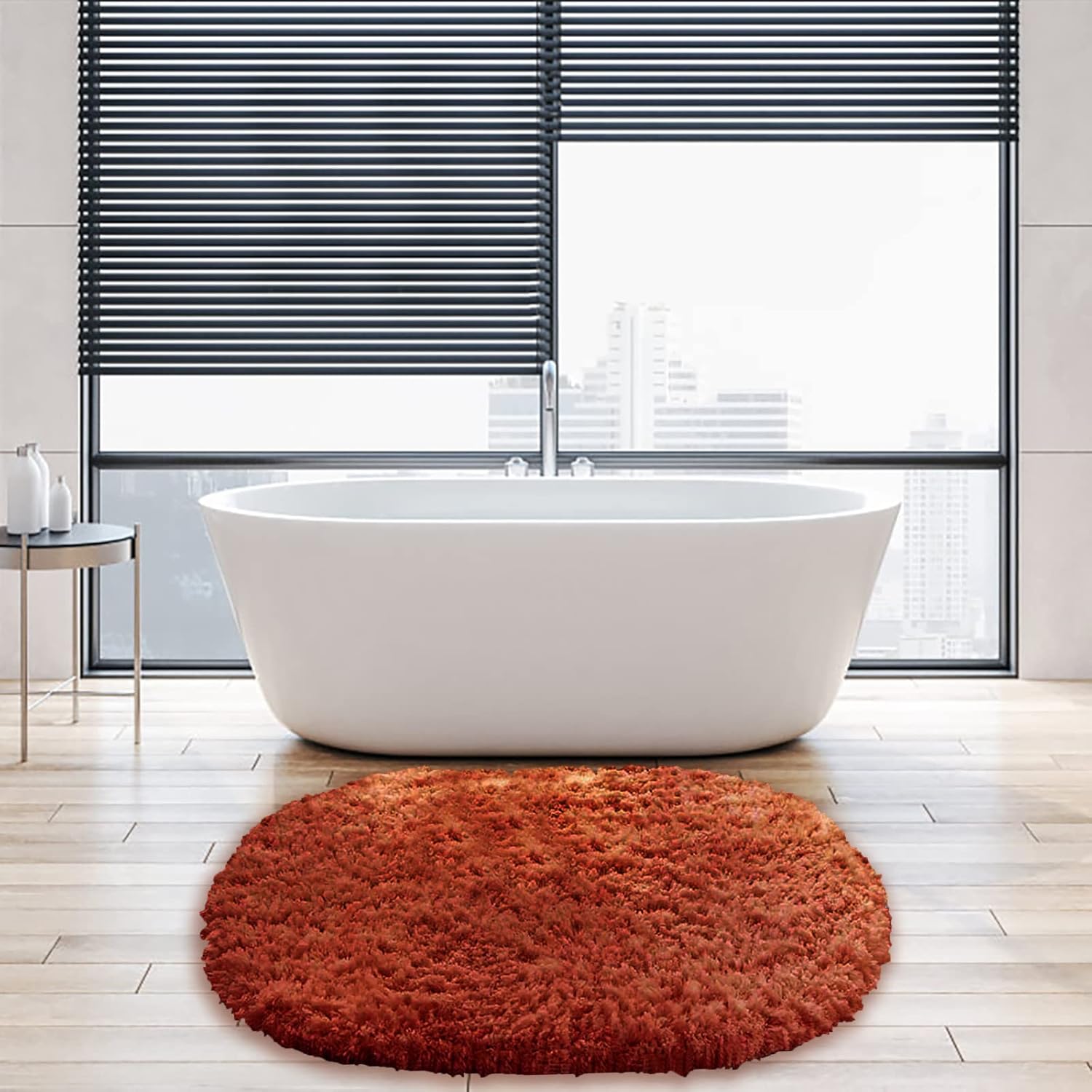 Gooddyiyukey Bathroom Rug 27x18 Inch Non Slip Microfiber Shaggy Absorbent Plush