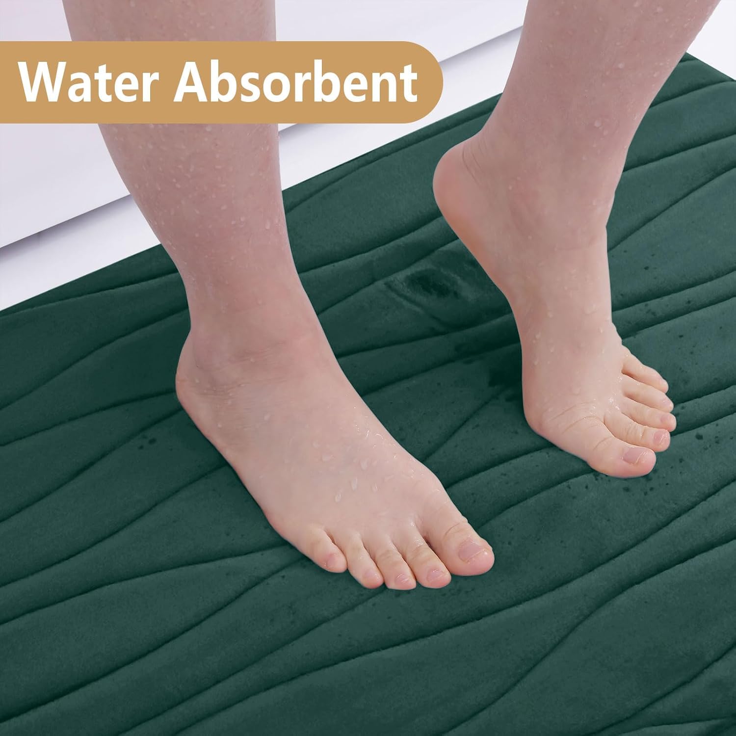 Buganda Memory Foam Bath Rug 24x16 Dark Green