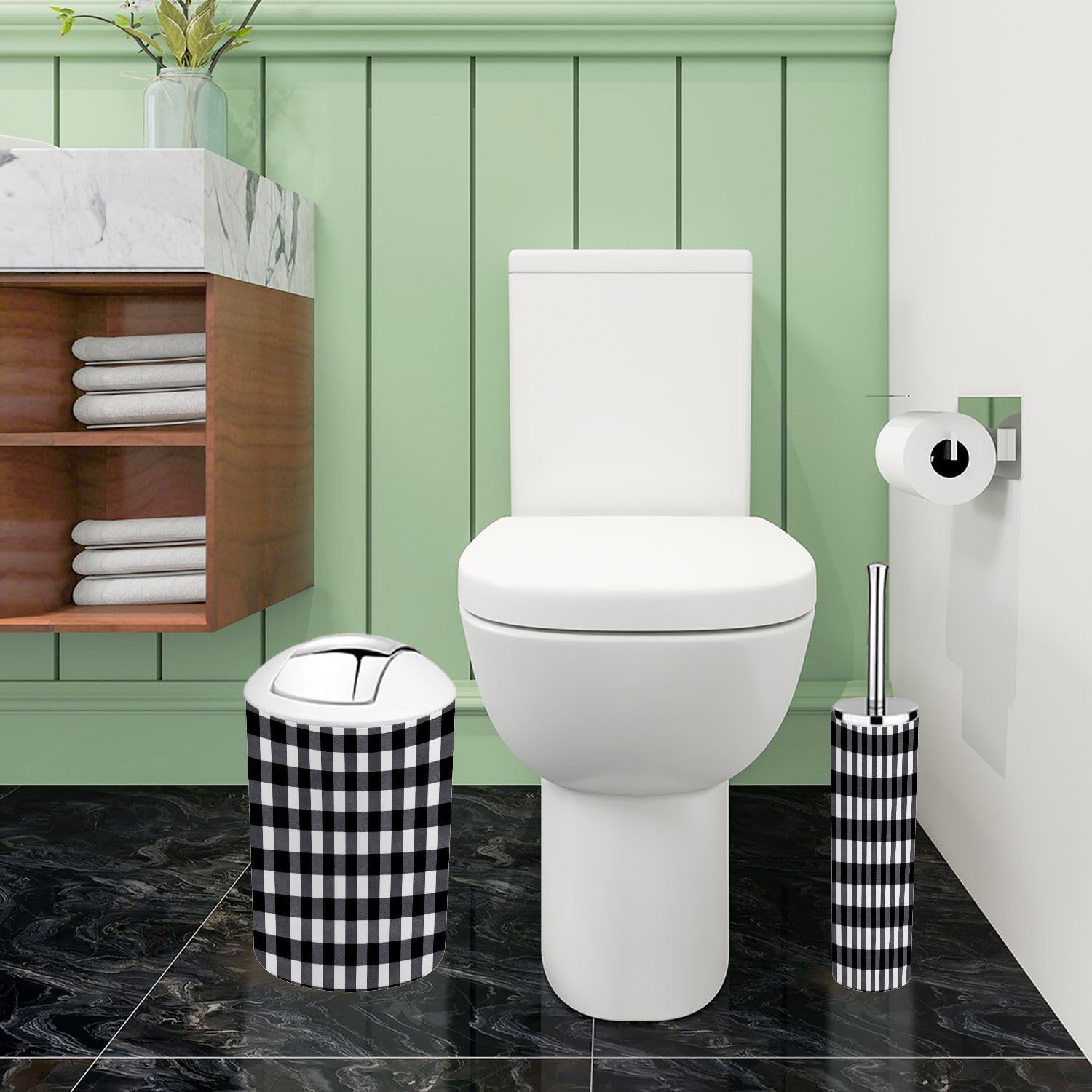 Boho Plaid Scottish Pattern 6-Piece Bathroom Accessory Set