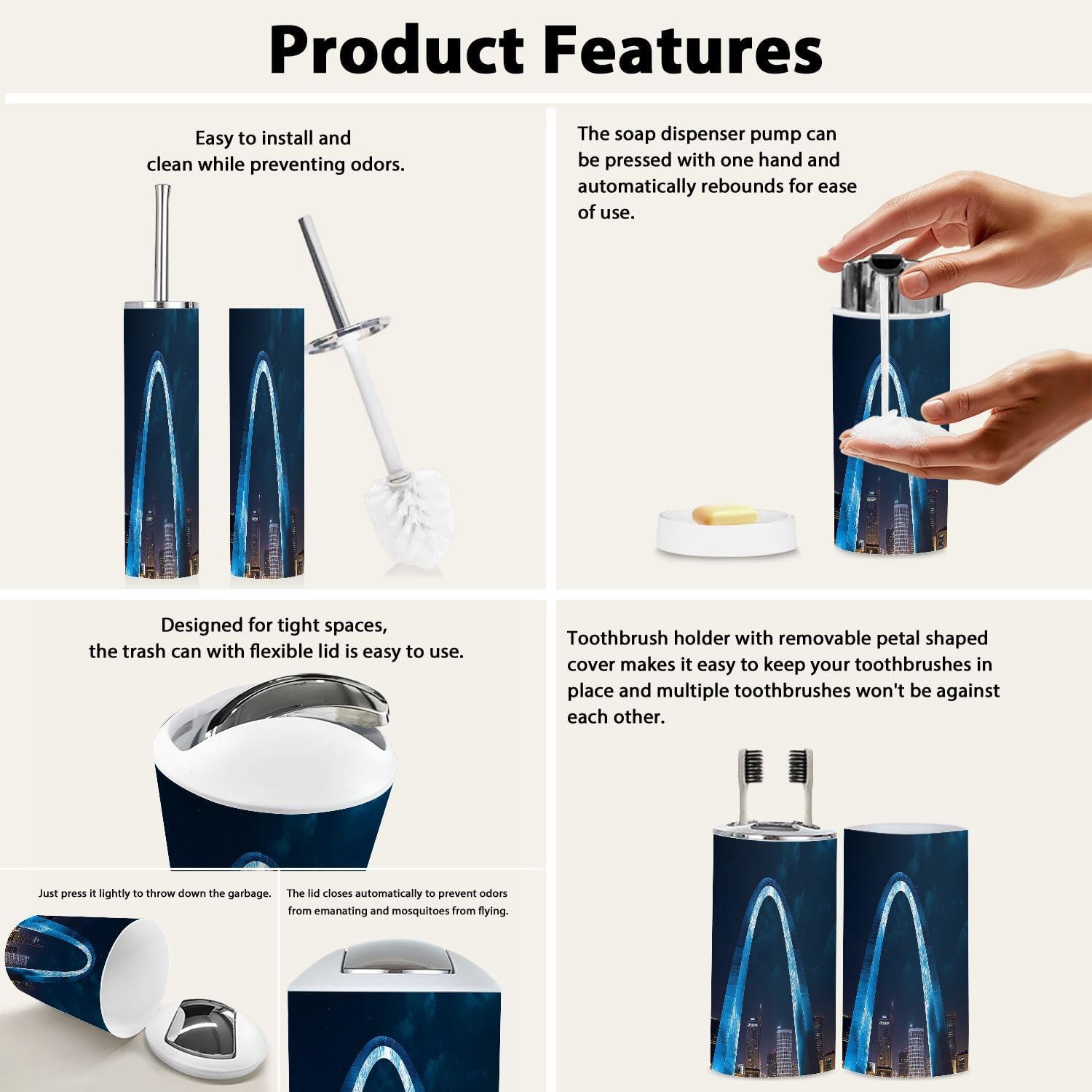 TRANQDEHOM Bathroom Accessory Set 6 Piece