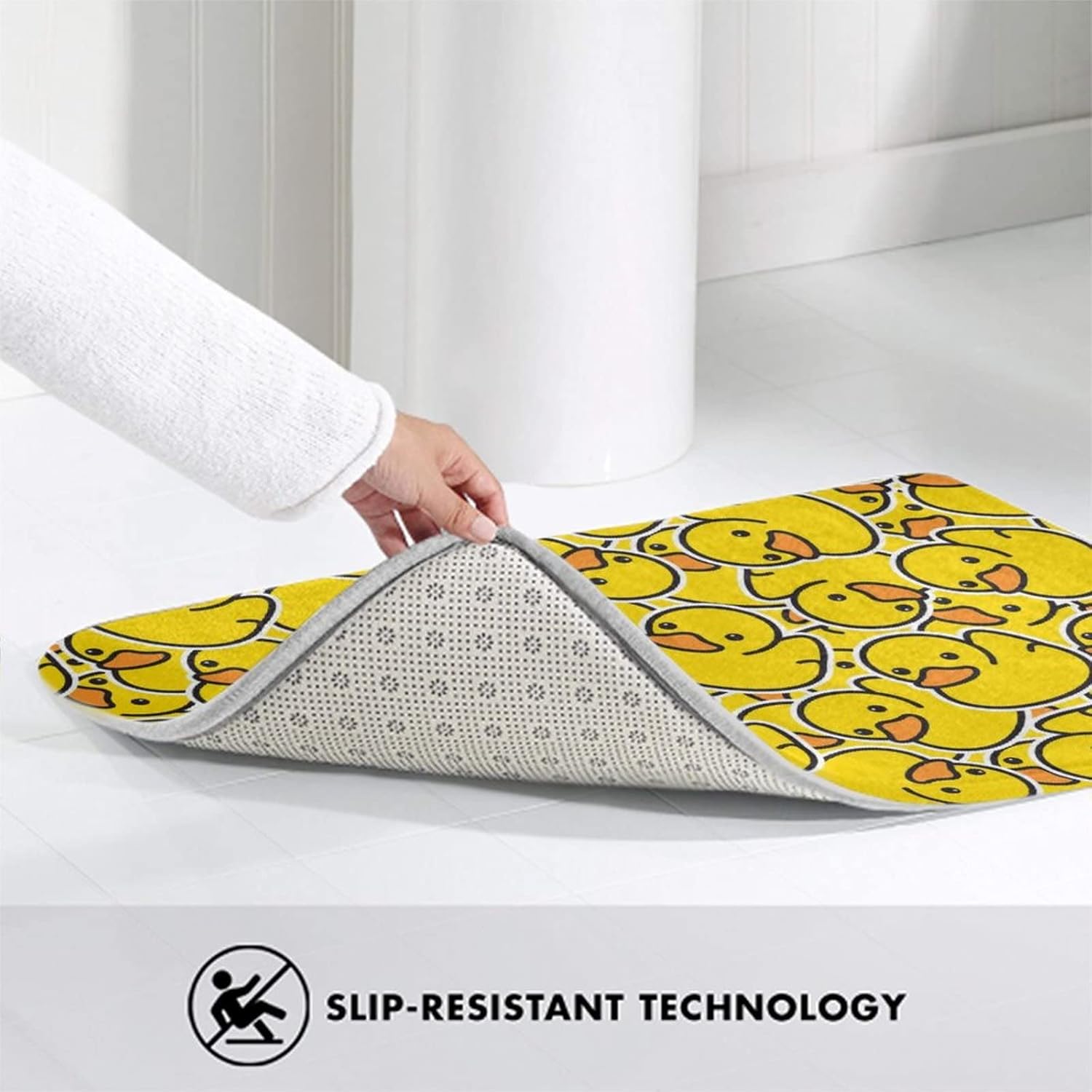 MZERSE Water Absorbent Bath Rug with Rubber Bottom