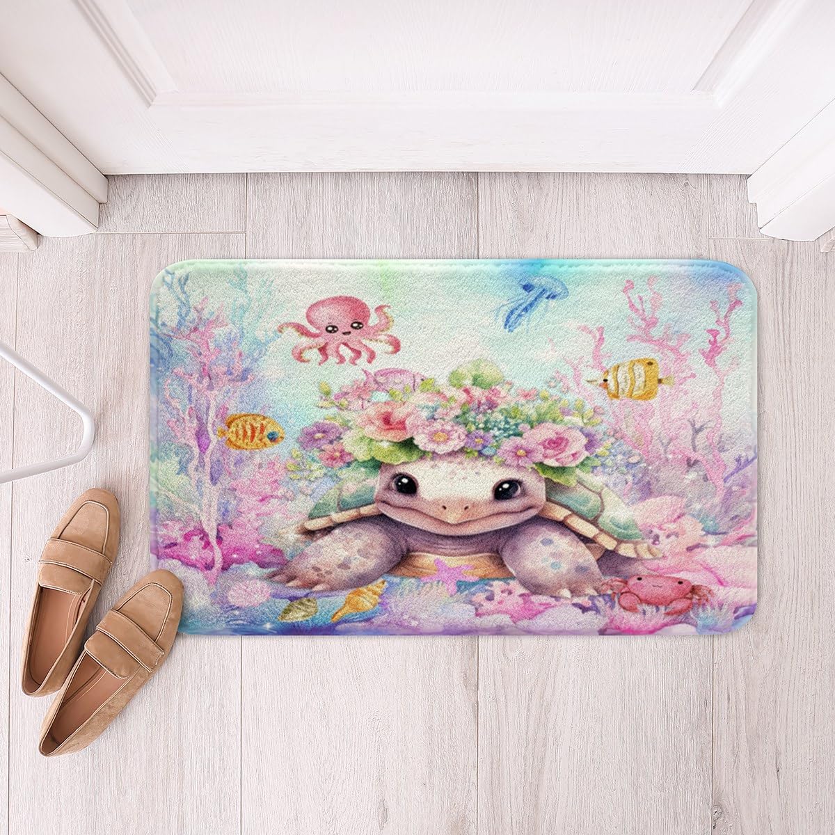 Feelyou Cute Sea Turtle Bath Rug 16x24 Kids Cartoon Ocean Animal Mat