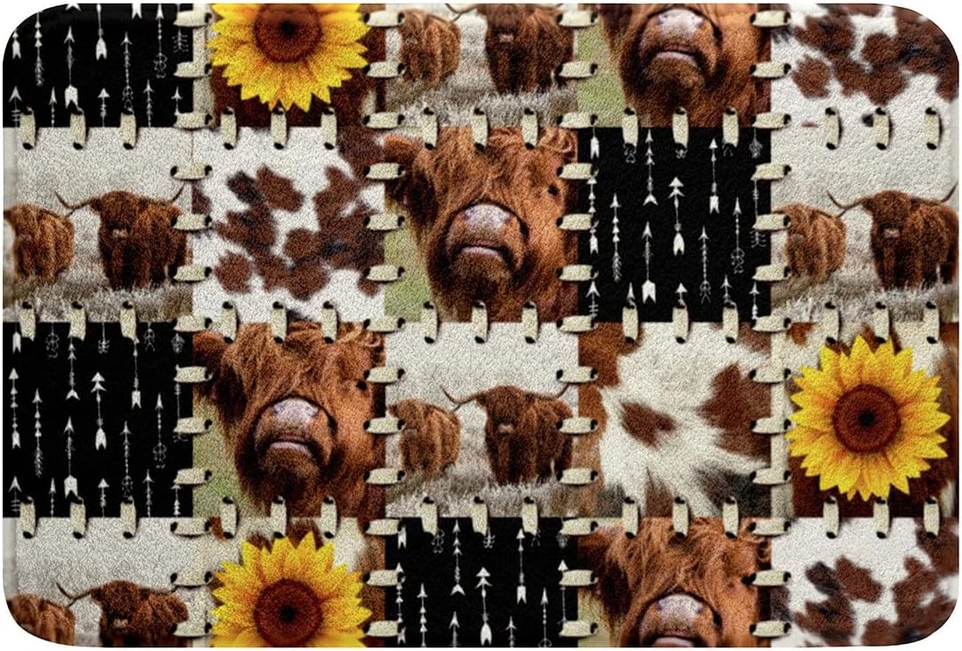 Highland Cow Bathroom Rug for Kids 16x24 Inches