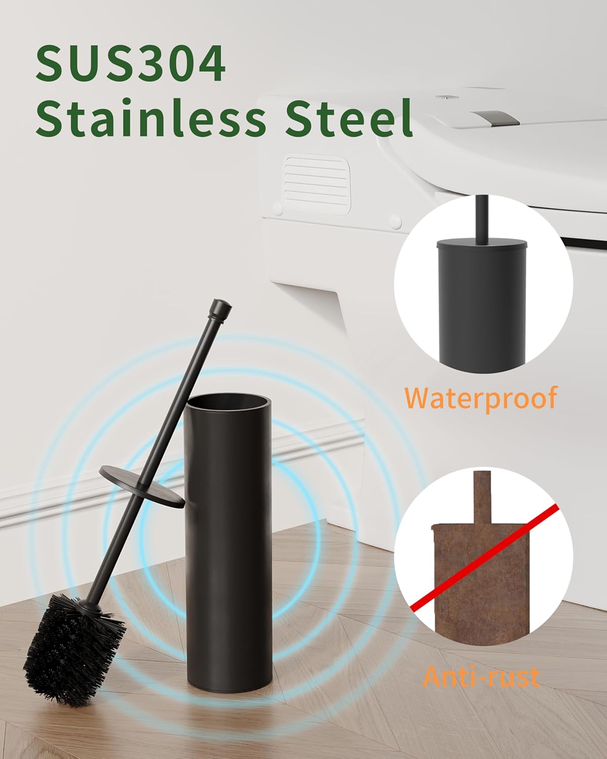 WZKALY Toilet Brush and Holder Set Matte Black
