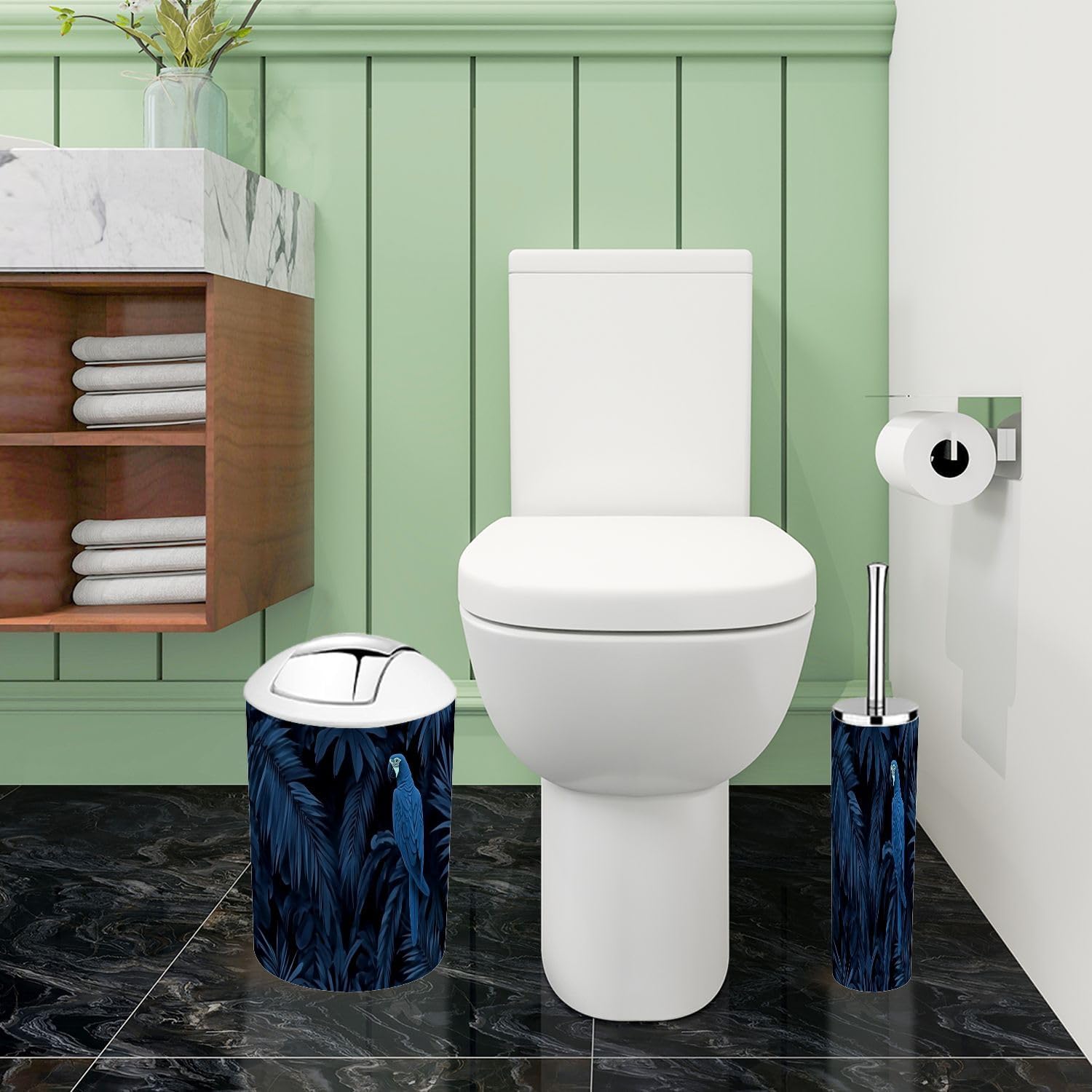 Boho Dark Blue Bathroom Accessory Set 6 Piece