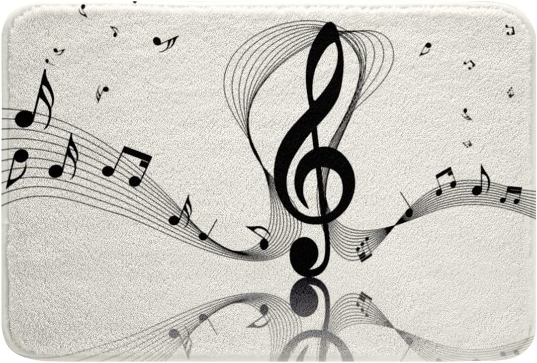 Girls Musical Notes Bath Mat Music Theme Plush Rug 24x16in