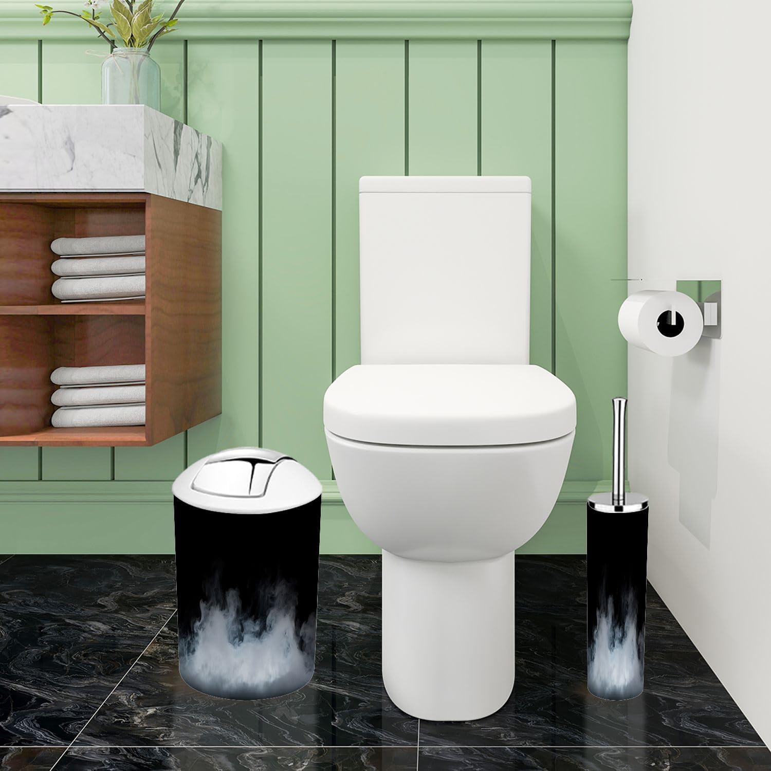 Boho Fog Black 6-Piece Bathroom Accessories Set