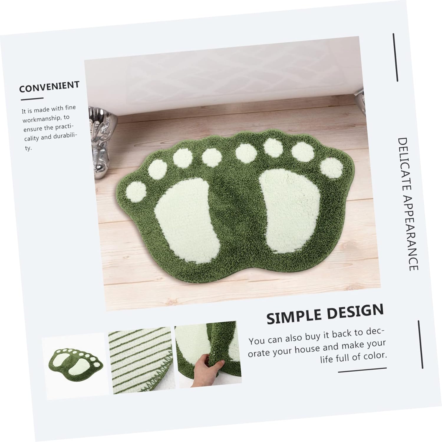 Ciieeo Anti-Slip Bath Mat with Footprint Design