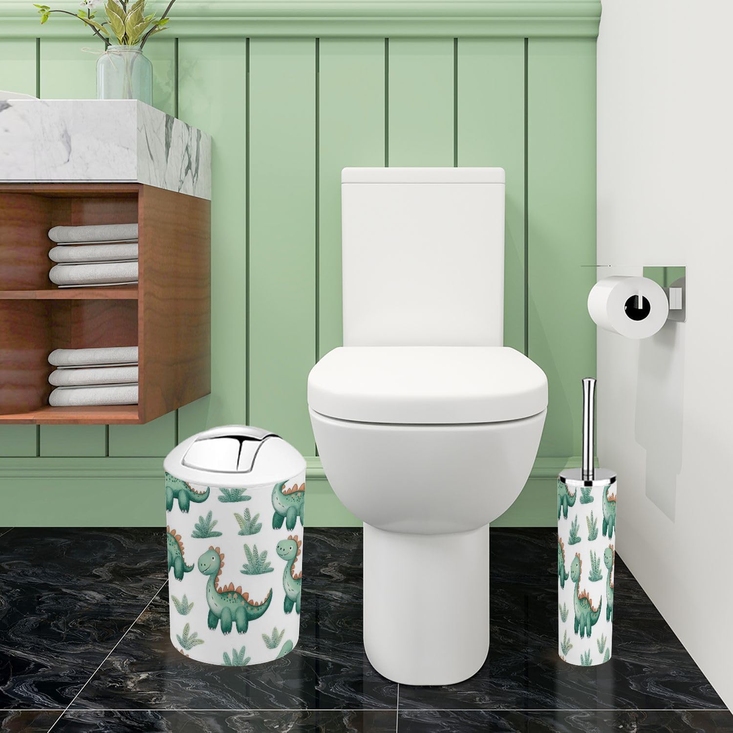 Boho Cartoon Dinosaur Bathroom Accessories Set 6 Piece