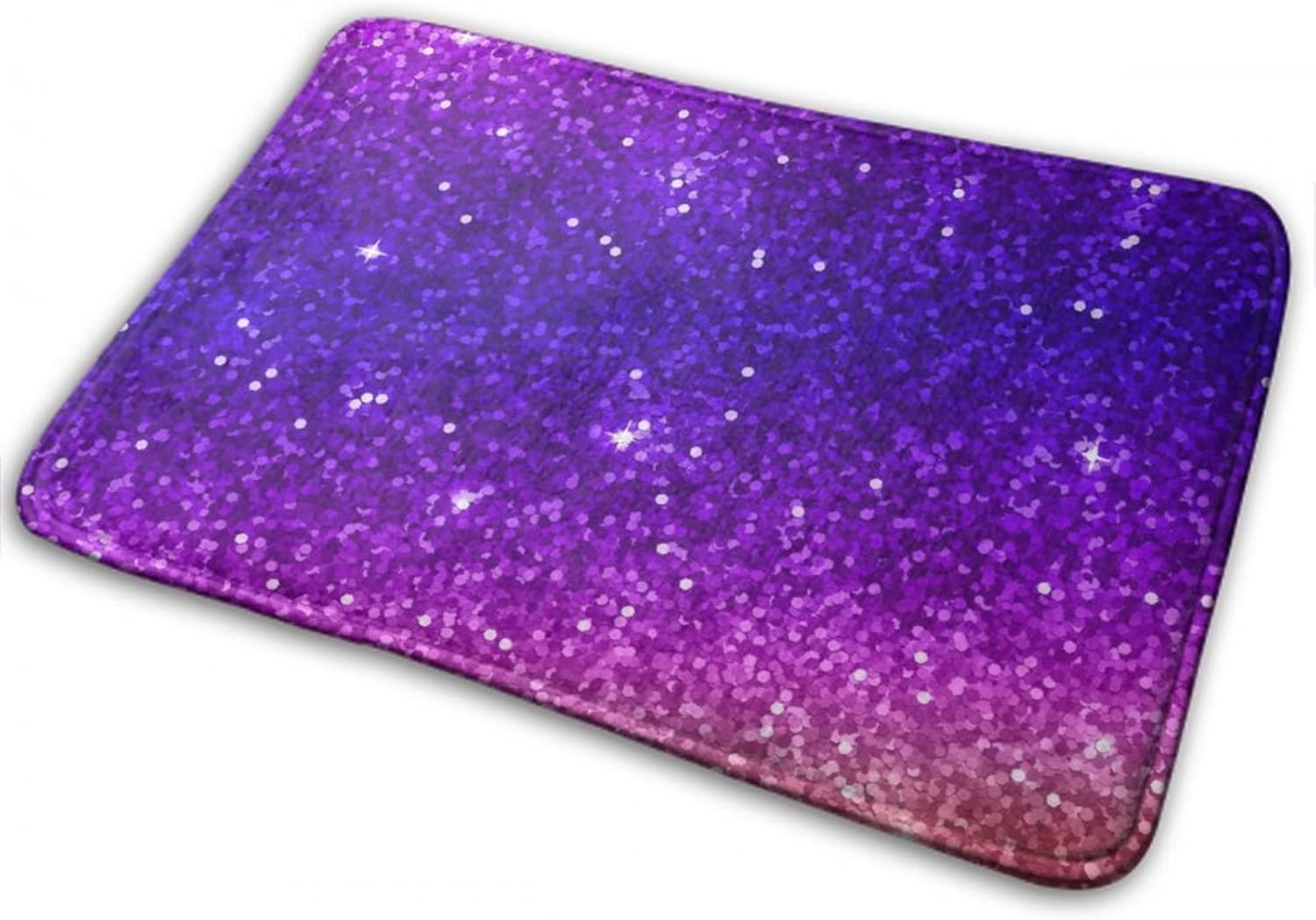 MZERSE Absorbent Memory Foam Bath Rug with Purple Glitter Pattern