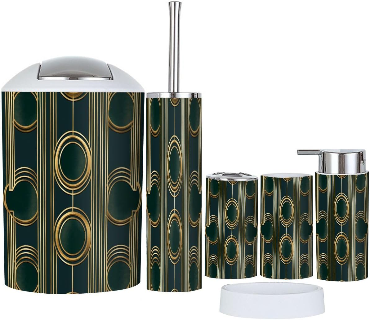 TRANQDEHOM 6-Piece Boho Bathroom Accessory Set 1