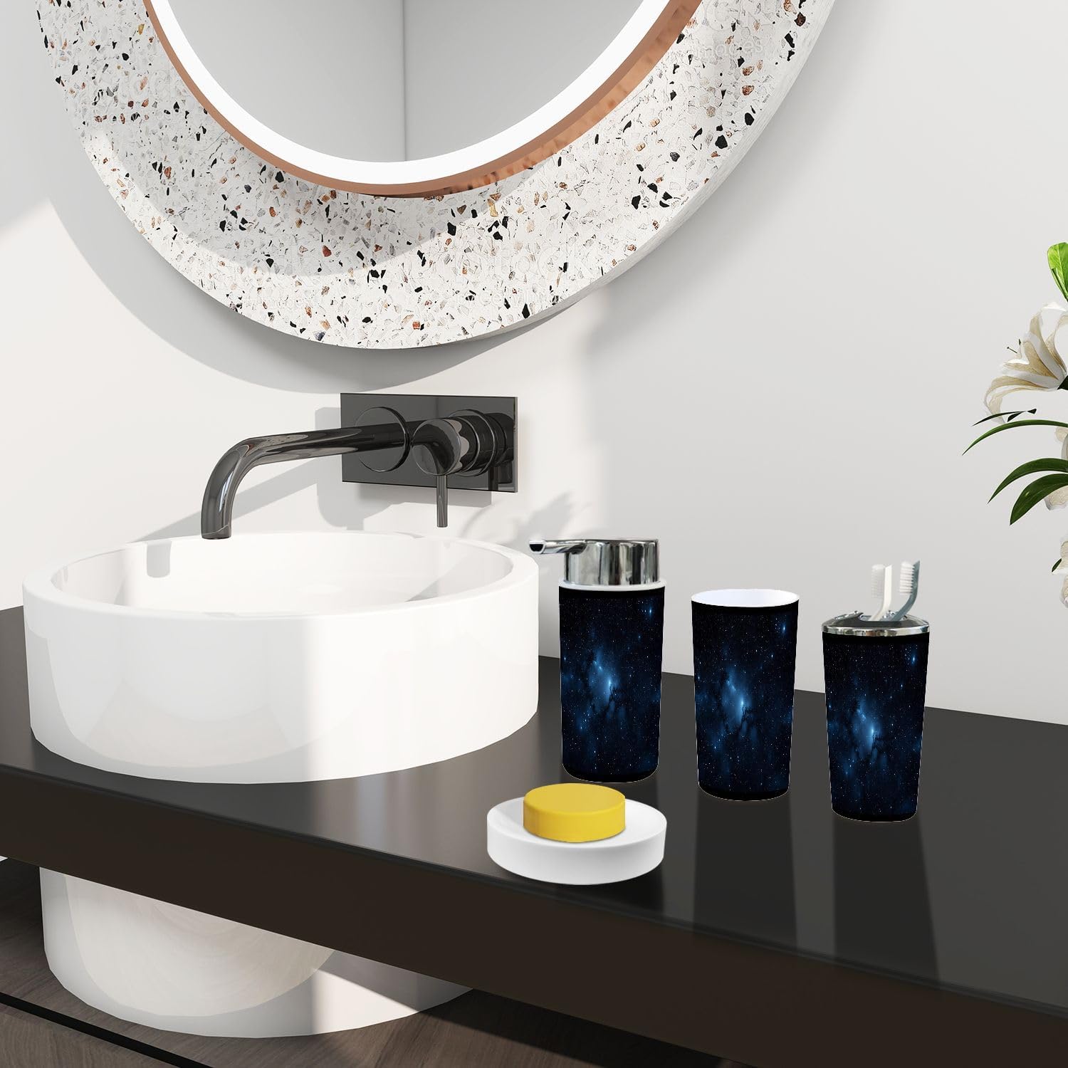 Boho Abstract Space Nebula Bathroom Accessory Set of 6