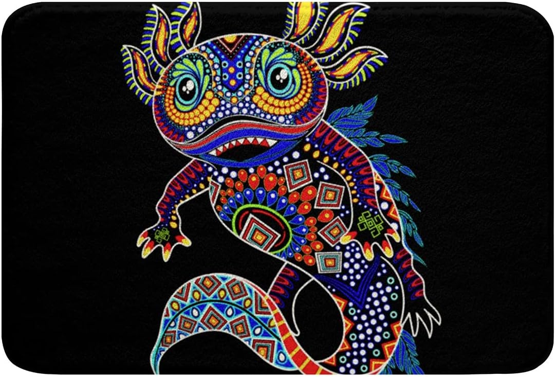 Kawaii Plush Rug Blue Pink Axolotl Bath Mat for Kids and Couples